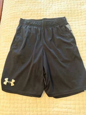 Under Armour Black Men's Performance Athletic Shorts with White Logo